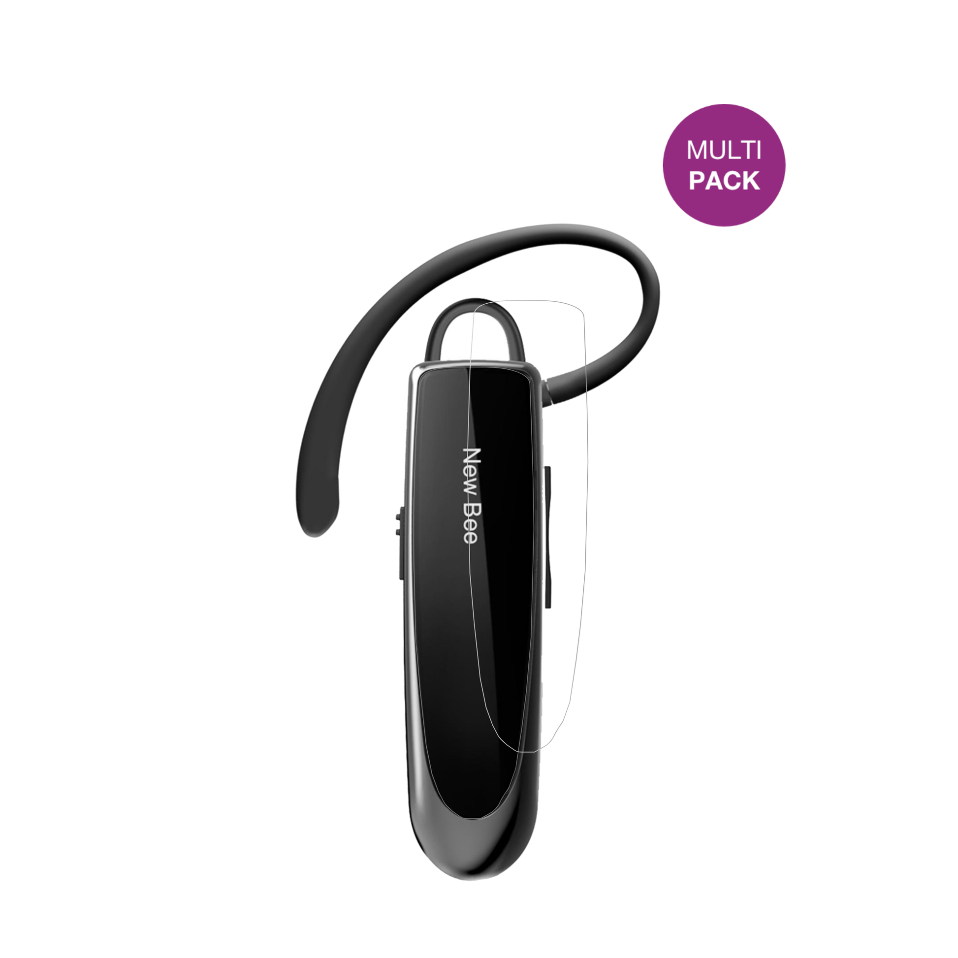 New BeeBluetooth Headset mit aufgebrachter dipos Displayschutzfolie, glasklare Darstellung ohne Einschränkungen