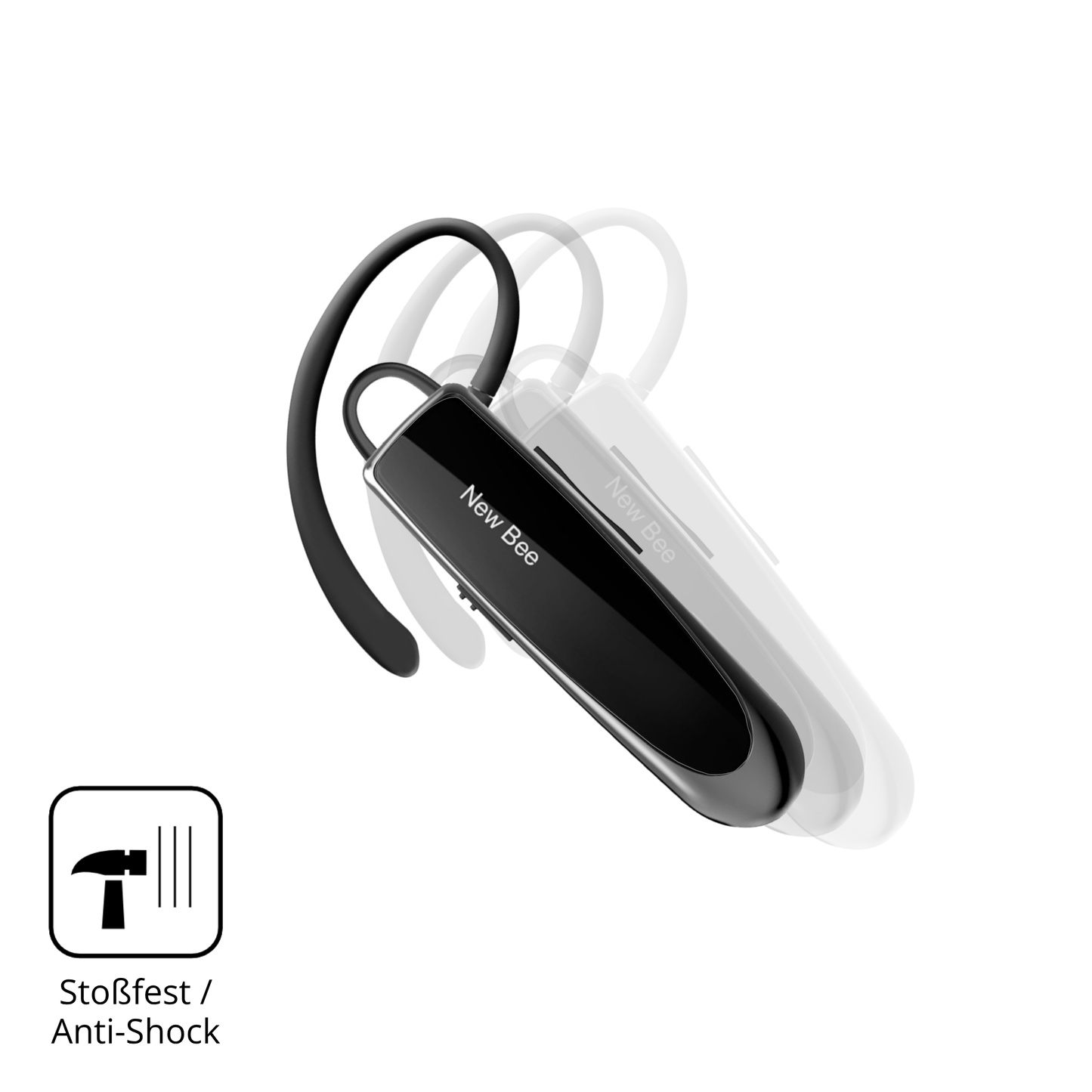 Schutz gegen Kratzer auf dem New Bee Bluetooth Headset Glas durch Schlüssel, Stöße gegen die Tischkante oder Stürze