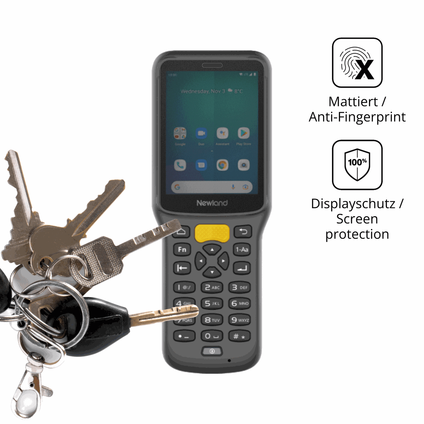 dipos Displayschutz für Newland MT37 Baiji, mattierte Oberfläche, Blickschutzfilter und perfekter Passform