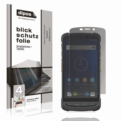 Blickschutzfolie von dipos passend für Newland MT9055 Orca III, präziser Zuschnitt und blasenfrei montiert