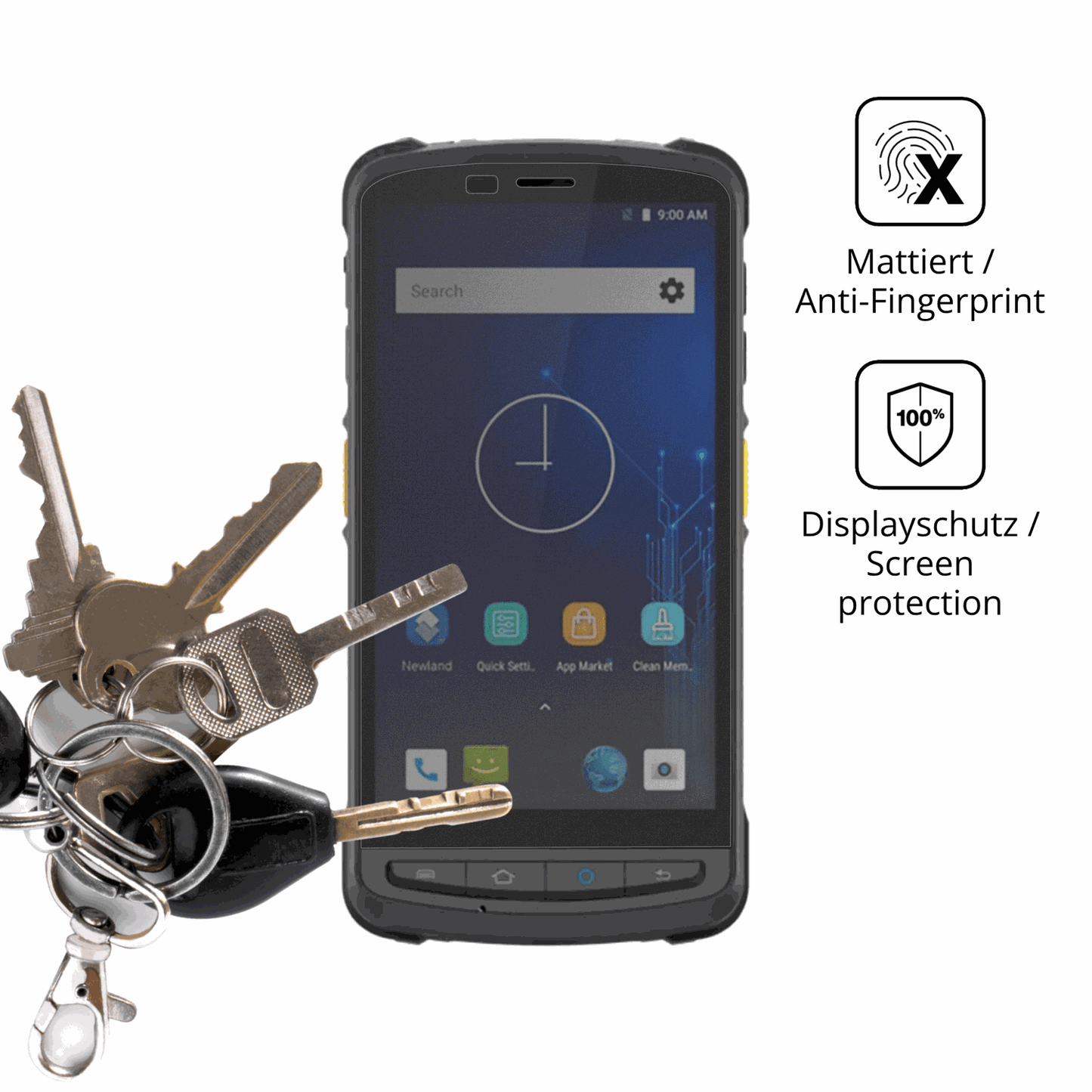 dipos Displayschutz für Newland MT90 Orca III, mattierte Oberfläche, Blickschutzfilter und perfekter Passform