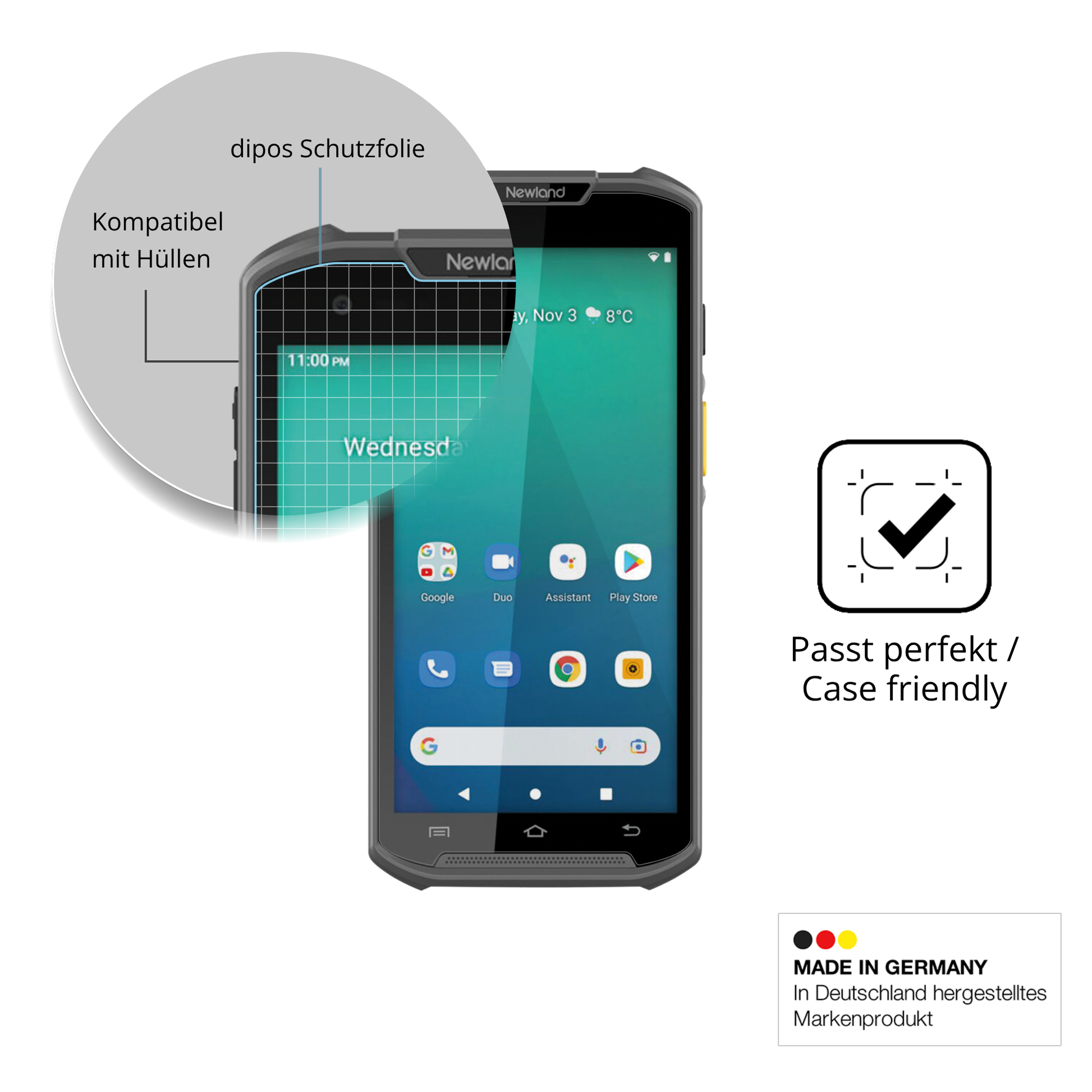 Schutzfolie mit optimaler Passform, zur Verwendung mit Hüllen geeignet