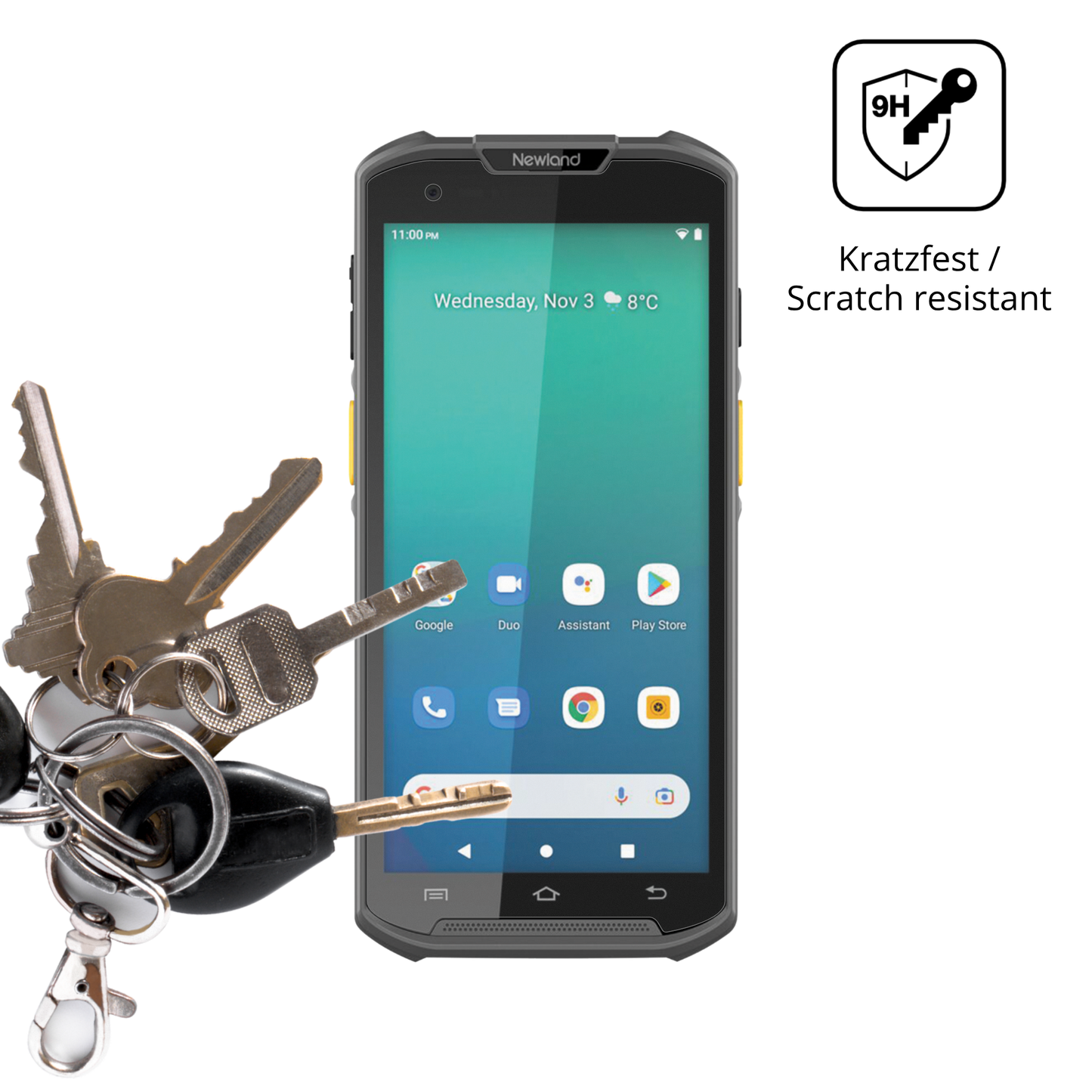 dipos Displayschutz für Newland MT93, mattierte Oberfläche, robuste Festigkeit und perfekte Passform