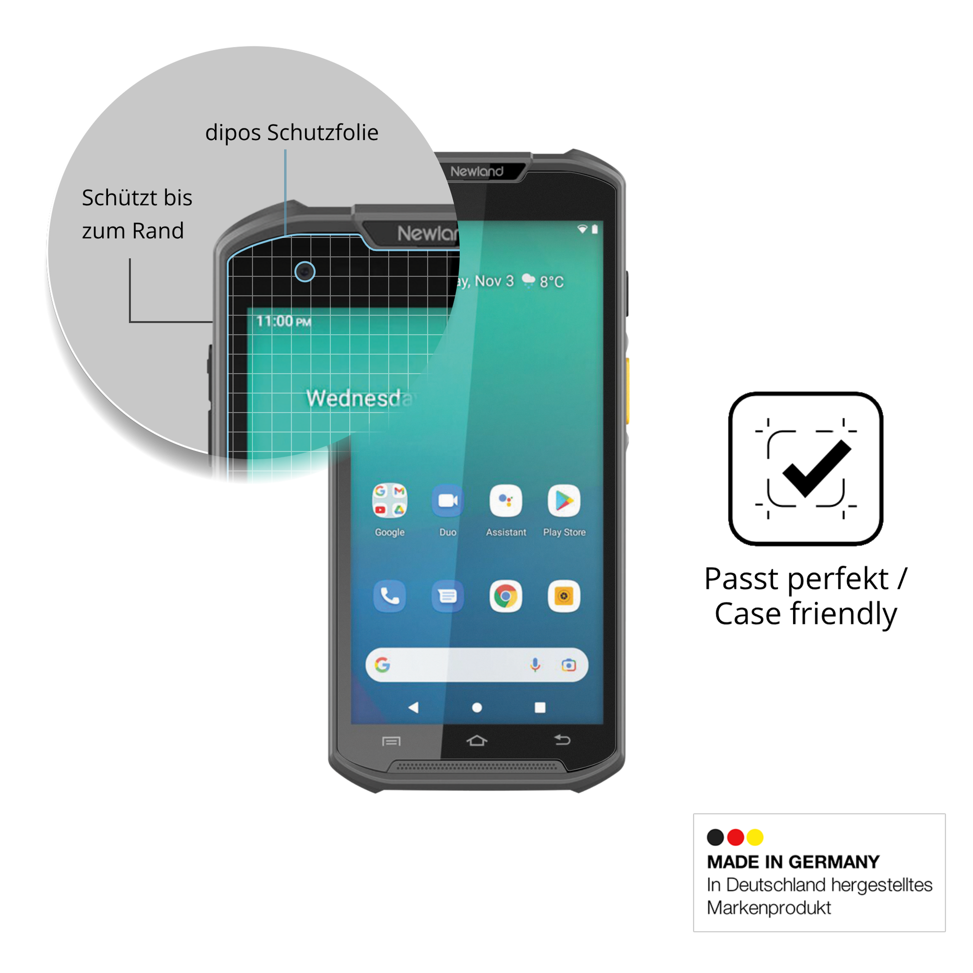 Schutzglasfolie mit optimaler Passform, zur Verwendung mit Hüllen geeignet