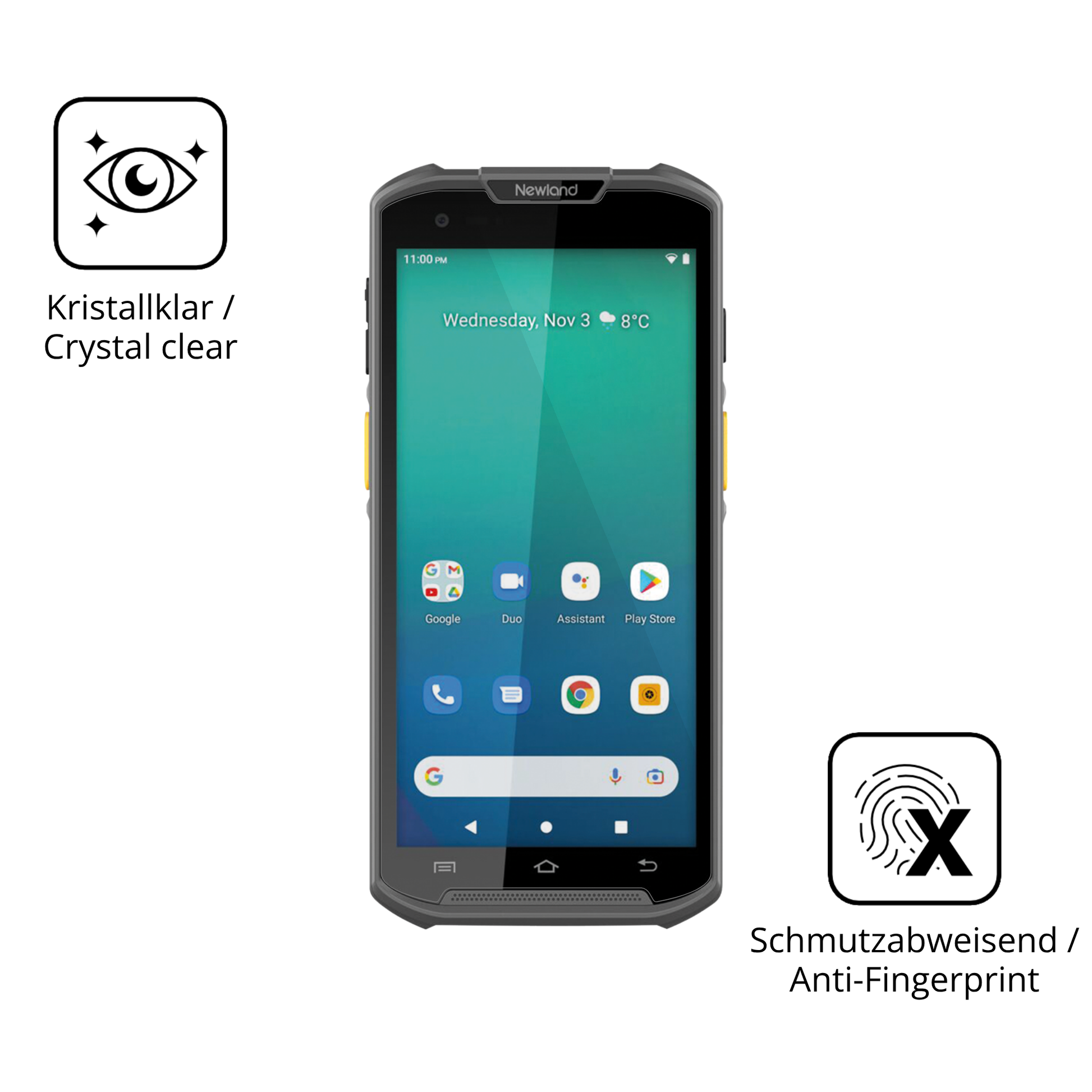 Flexible TPU-Folie passend zugeschnitten für Newland MT93, vollständige Abdeckung