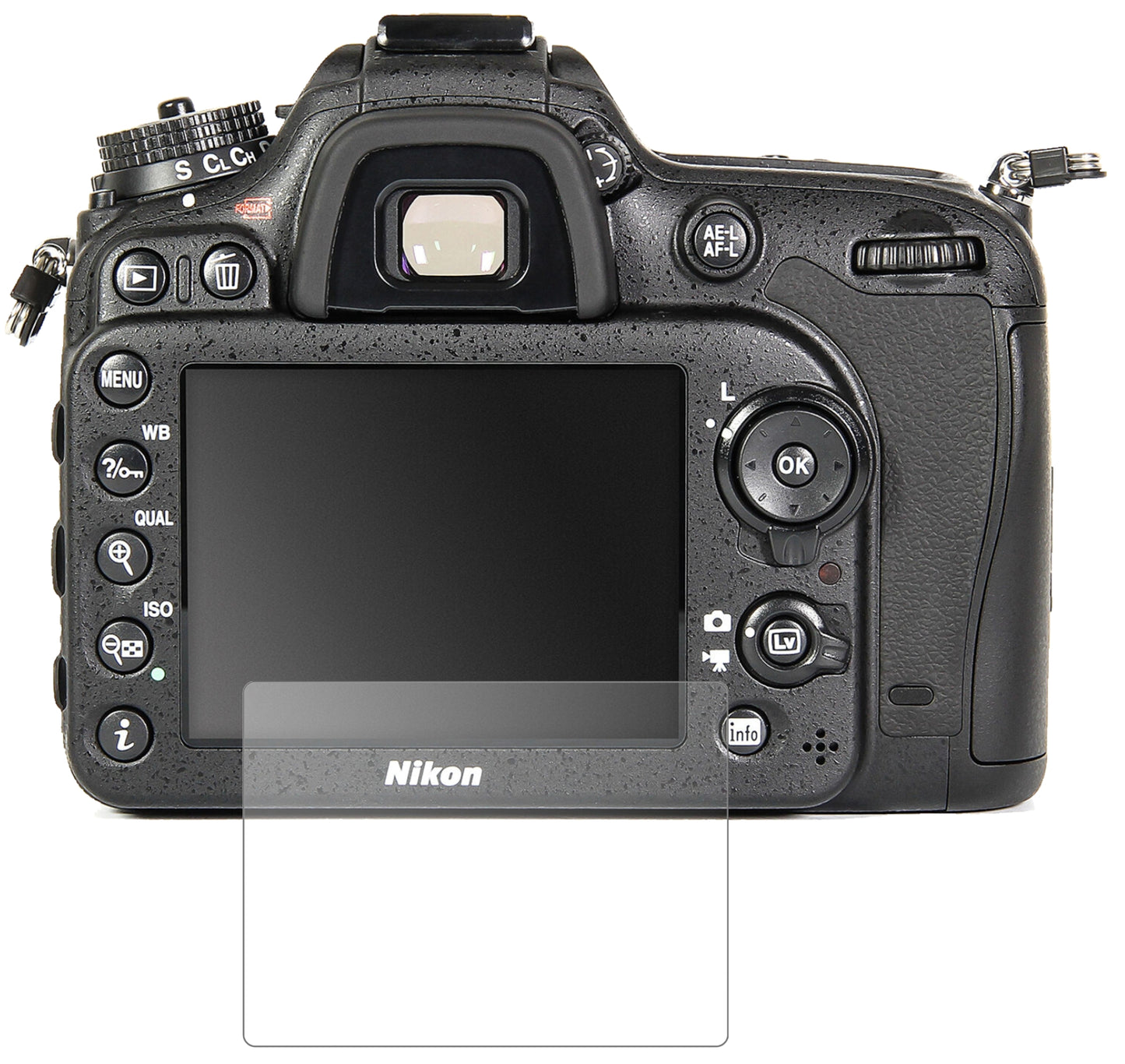 NikonD7100 mit aufgebrachter dipos Panzerfolie, die lästige Fingerabdrücke minimiert