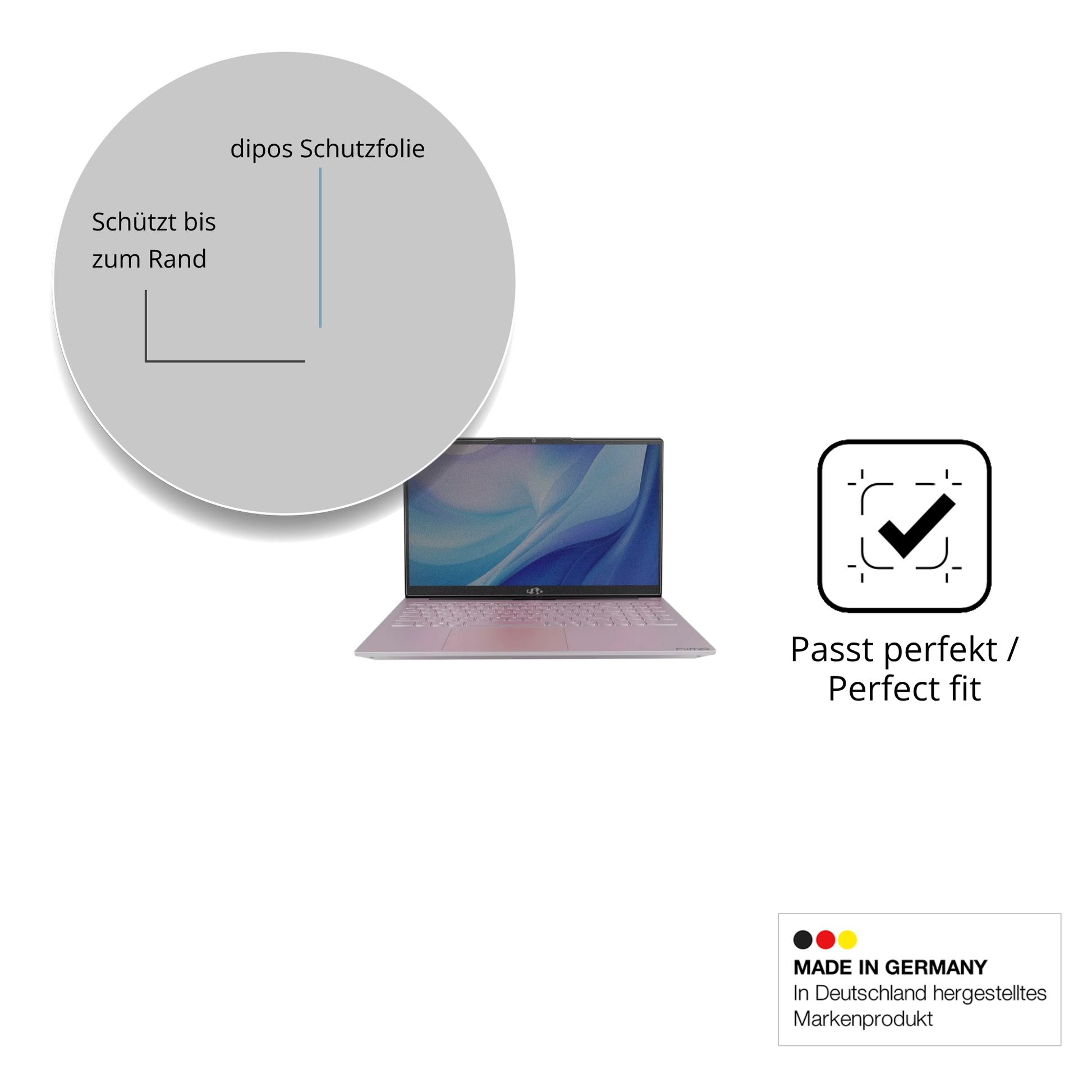 Schutz gegen Kratzer auf dem NIMO N151 Glas durch Schlüssel oder Ähnliches
