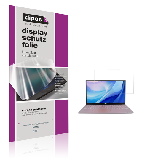 Klare Displayschutzfolie von dipos passend für NIMO N151, präziser Zuschnitt und blasenfrei montiert