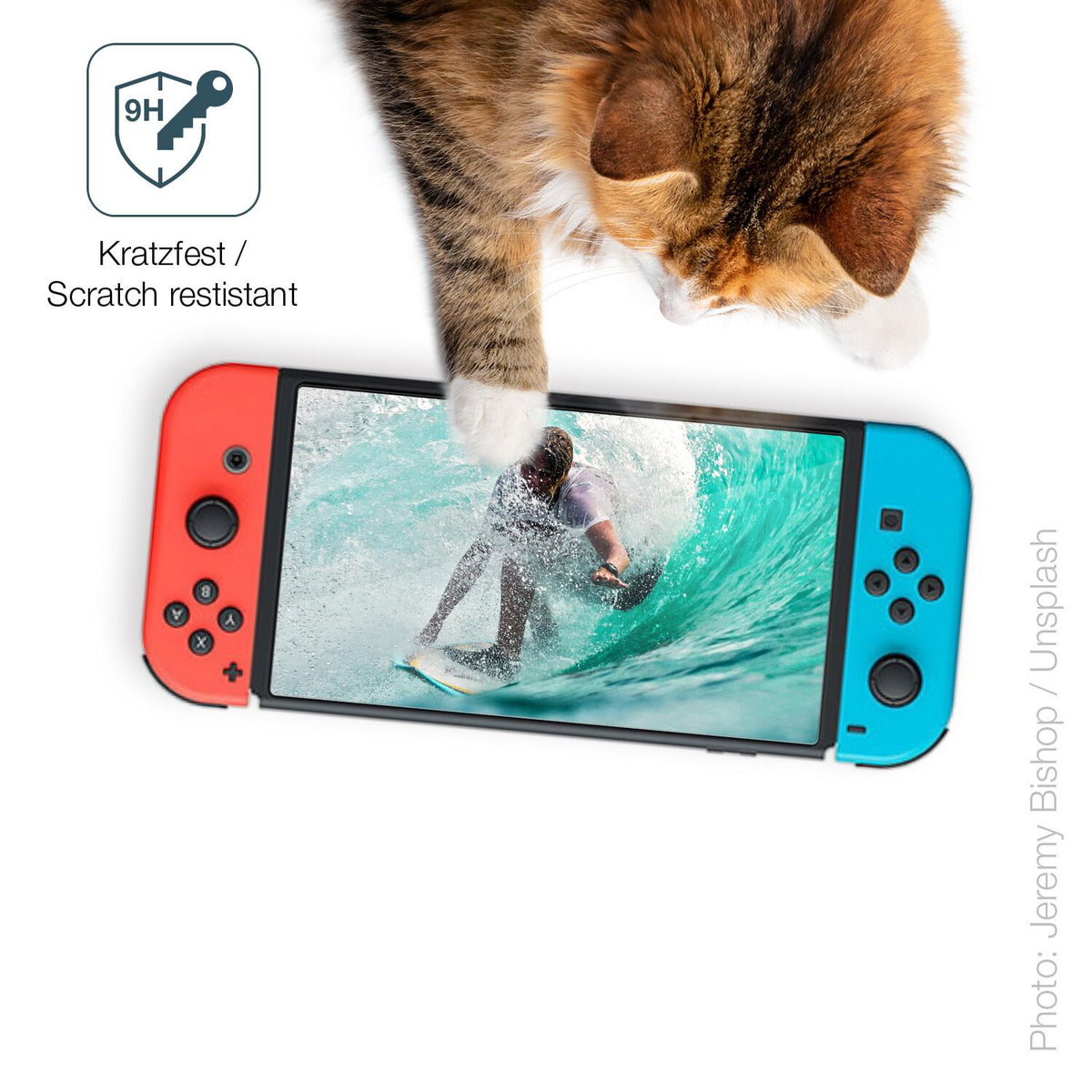 dipos Displayschutz für Nintendo Switch OLED, transparente Oberfläche, perfekte Passform auch für die Rundungen