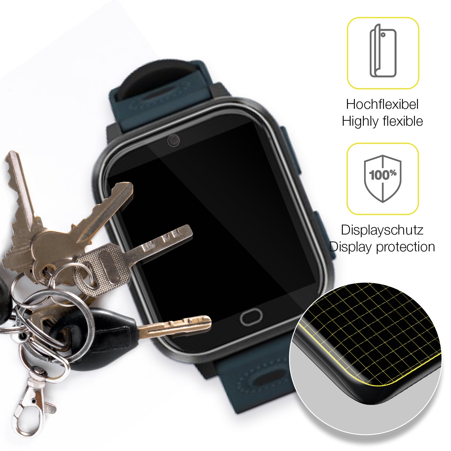 dipos Displayschutz für Noctiluxia K18FH Kinder Smartwatch, transparente Oberfläche, geringe Dicke und perfekte Passform