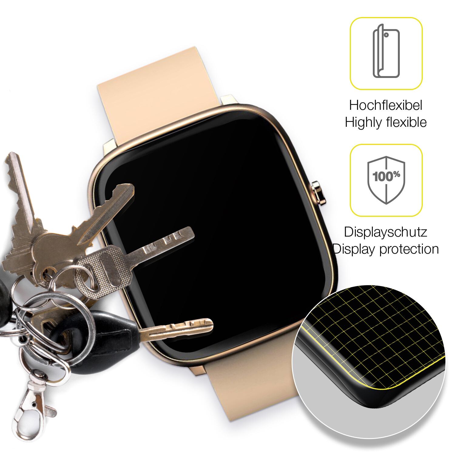 dipos Displayschutz für Noise Colorfit Qube O2, transparente Oberfläche, perfekte Passform auch für die Rundungen