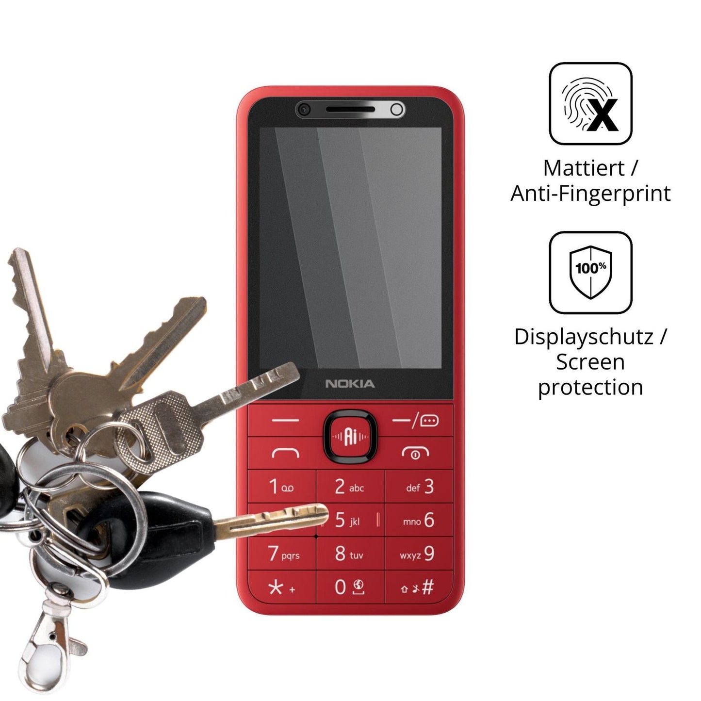 dipos Displayschutz für Nokia 215 4G 2nd Edition, mattierte Oberfläche, Blickschutzfilter und perfekter Passform