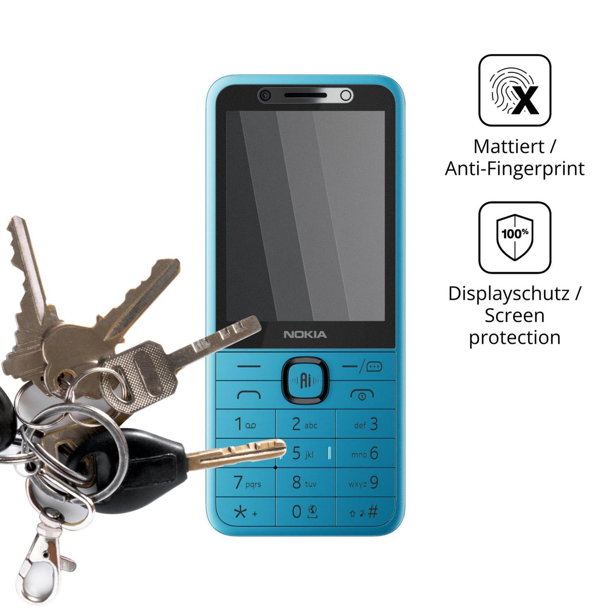 dipos Displayschutz für Nokia 235 4G 2nd Edition, mattierte Oberfläche, Blickschutzfilter und perfekter Passform