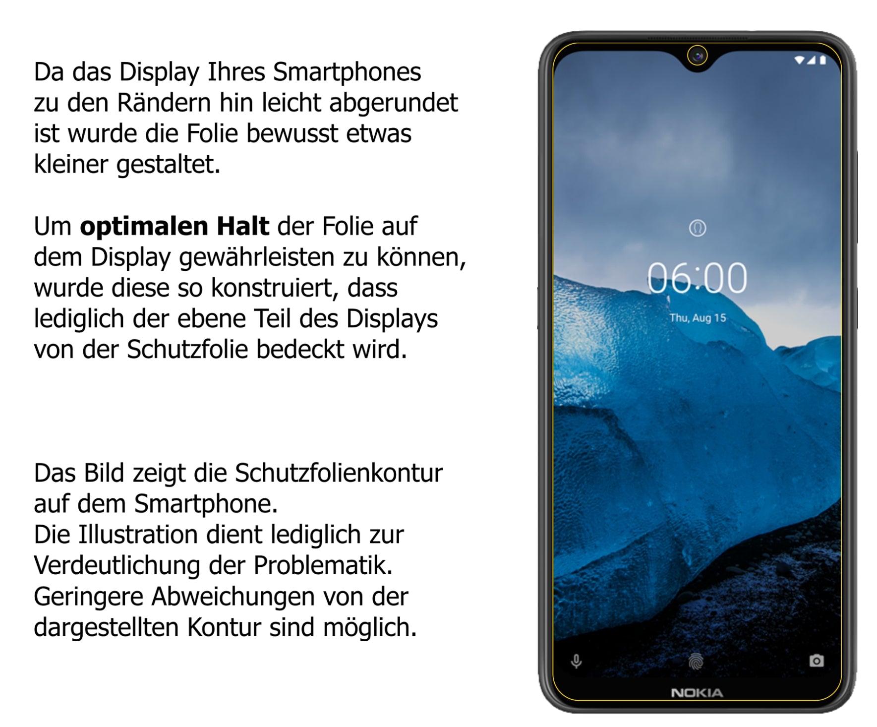 dipos Displayschutz für Nokia 46059, transparente Oberfläche, perfekte Passform auch für die Rundungen