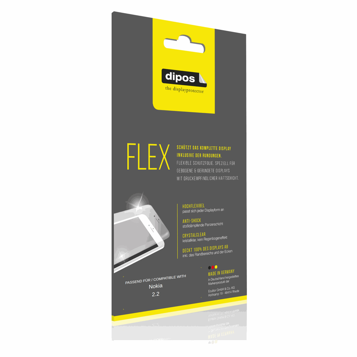 2x I Screen Protector for Nokia 2.2 Protective Film covers 100% dipos Flex