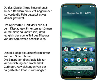dipos Displayschutz für Nokia 46083, transparente Oberfläche, perfekte Passform auch für die Rundungen