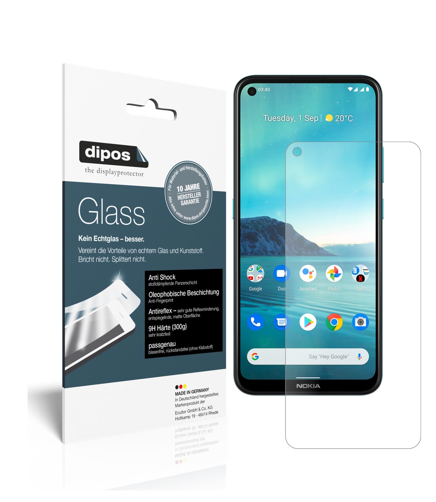 Mattes Panzerglas: Schutz vor Brüchen, Fingerabdrücken und Bildschirmblendung für Nokia-3.4