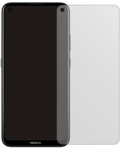 Nokia46117 mit aufgebrachter dipos Displayschutzfolie, die lästige Fingerabdrücke minimiert