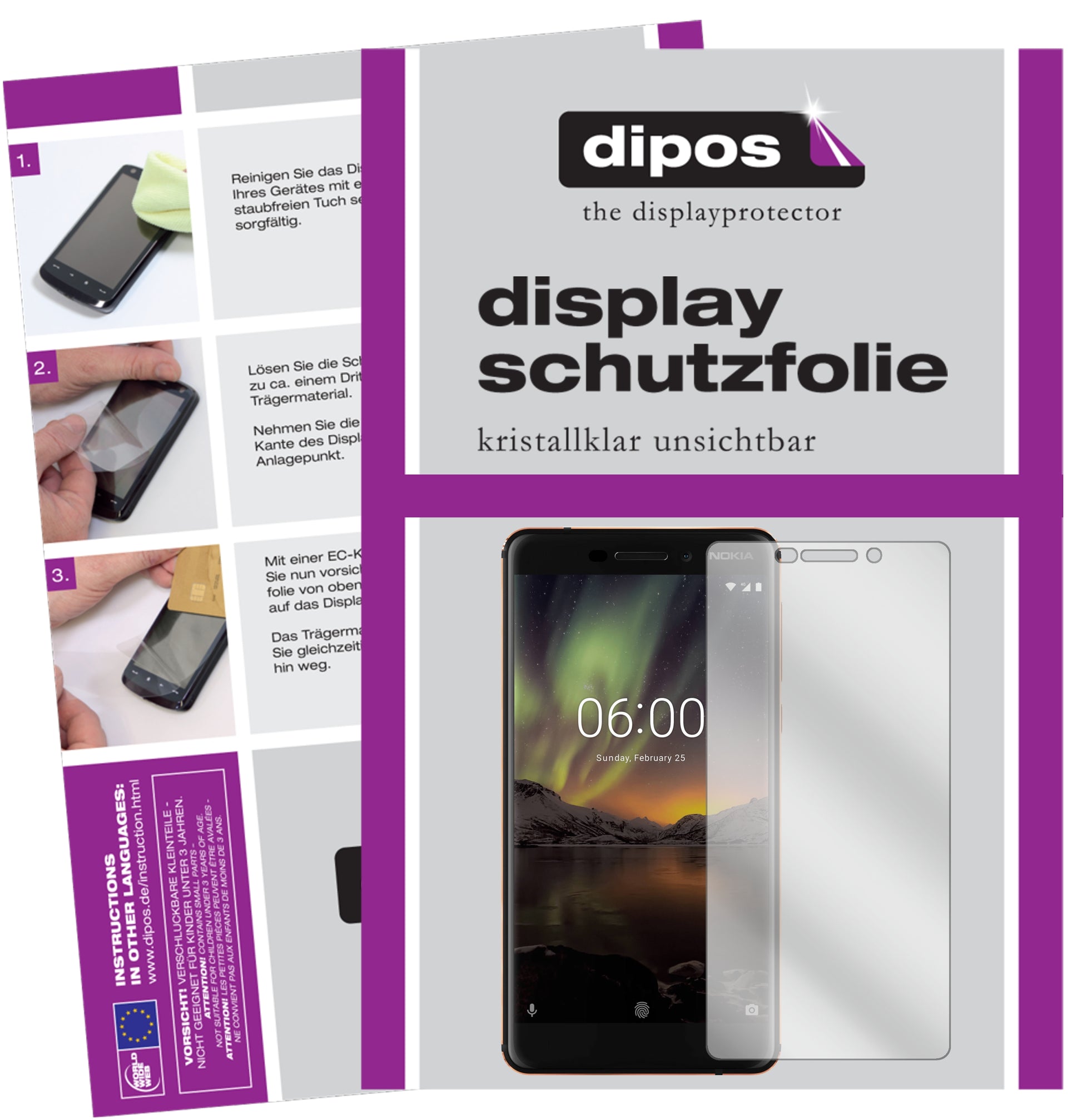 Kristallklare, dünne Schutzfolie: Kratzfest & passgenau für Nokia-6.1 2018