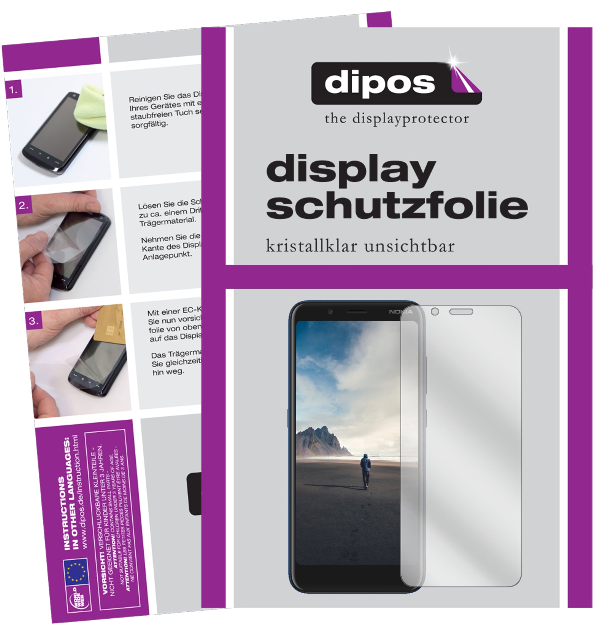 Kristallklare, dünne Schutzfolie: Kratzfest & passgenau für Nokia-C2 Tennen