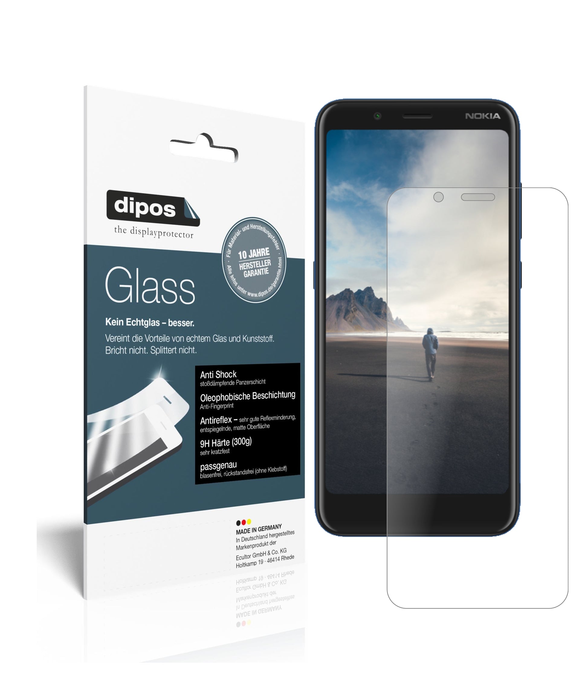 Mattes Panzerglas: Schutz vor Brüchen, Fingerabdrücken und Bildschirmblendung für Nokia-C2 Tennen