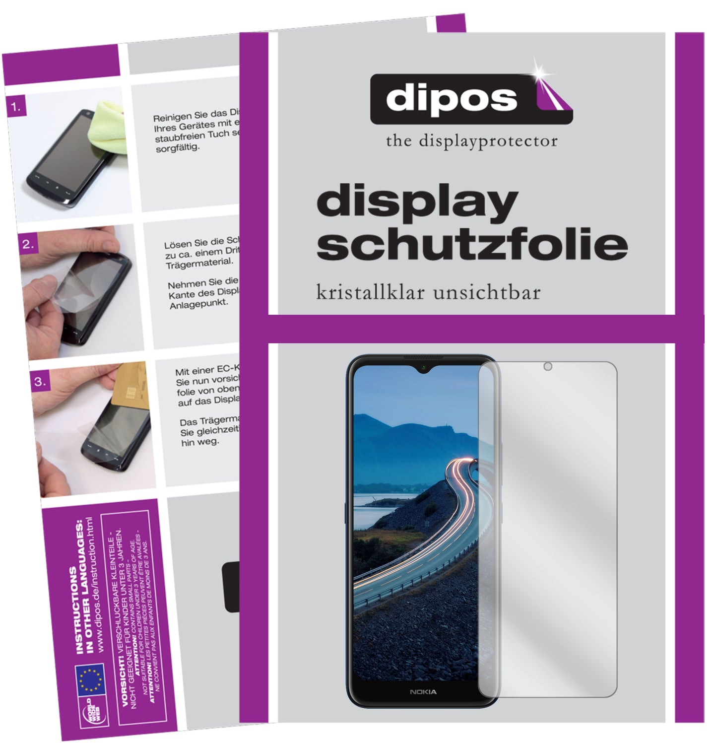 Klare Displayschutzfolie von dipos passend für Nokia C5 Endi, präziser Zuschnitt und blasenfrei montiert