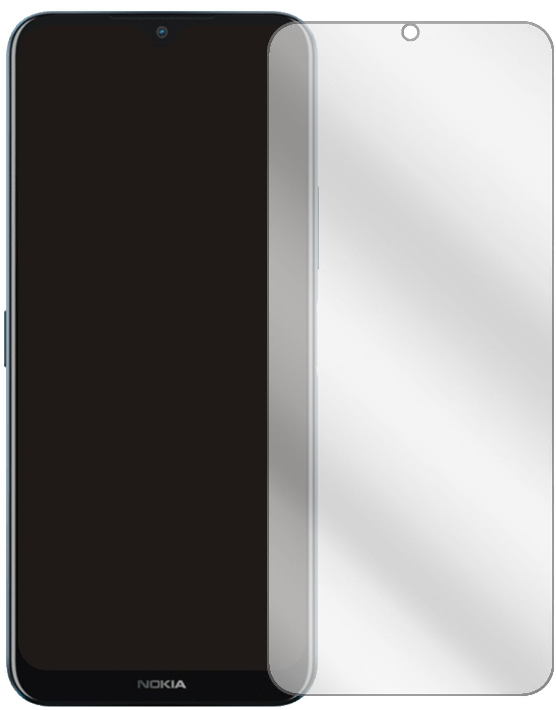 NokiaG50 mit aufgebrachter dipos Displayschutzfolie, glasklare Darstellung ohne Einschränkungen