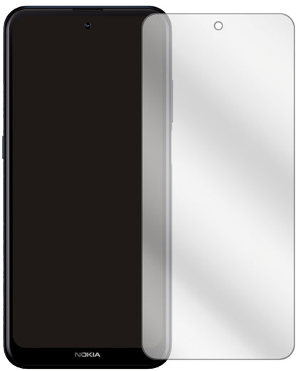 NokiaX100 mit aufgebrachter dipos Displayschutzfolie, glasklare Darstellung ohne Einschränkungen