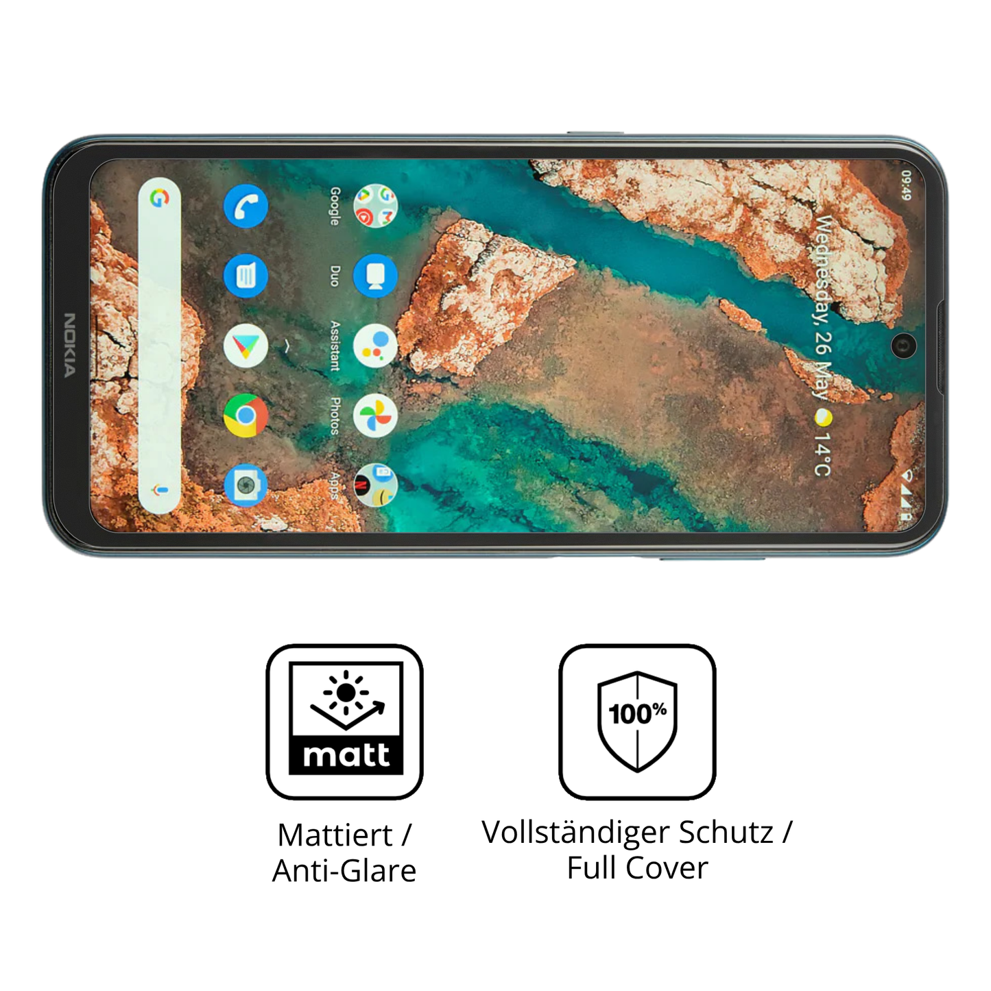 2x Full Cover Schutzfolie matt für Nokia X20