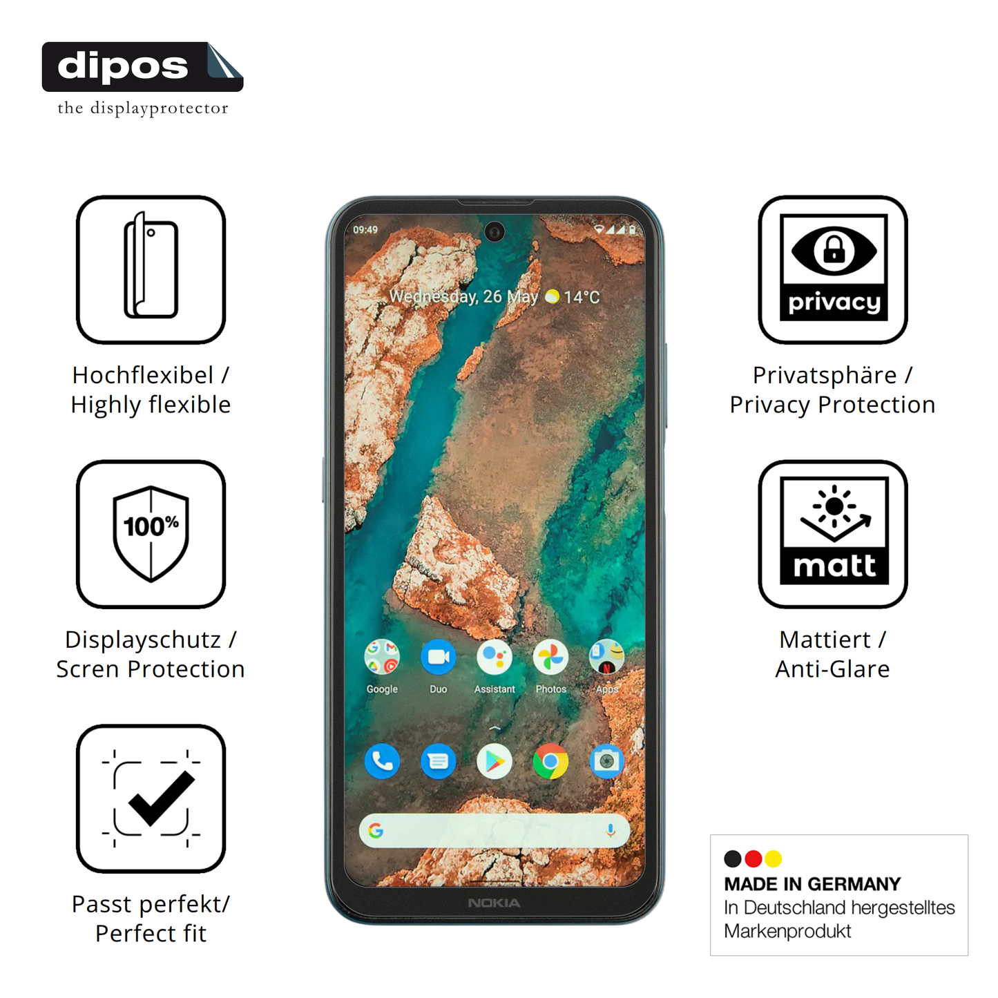 Full Cover Privacy Blickschutzfolie für Nokia X20