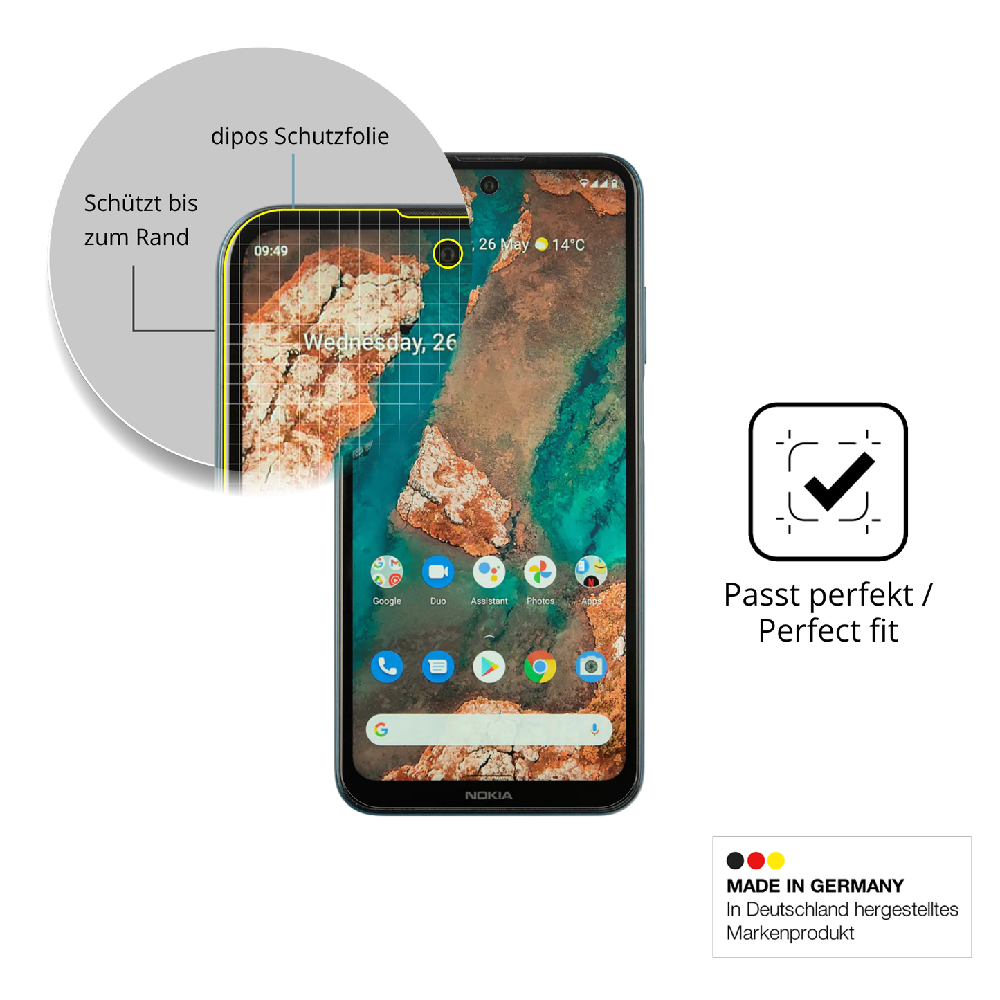 2x 3D Full Cover Schutzfolie für Nokia X20