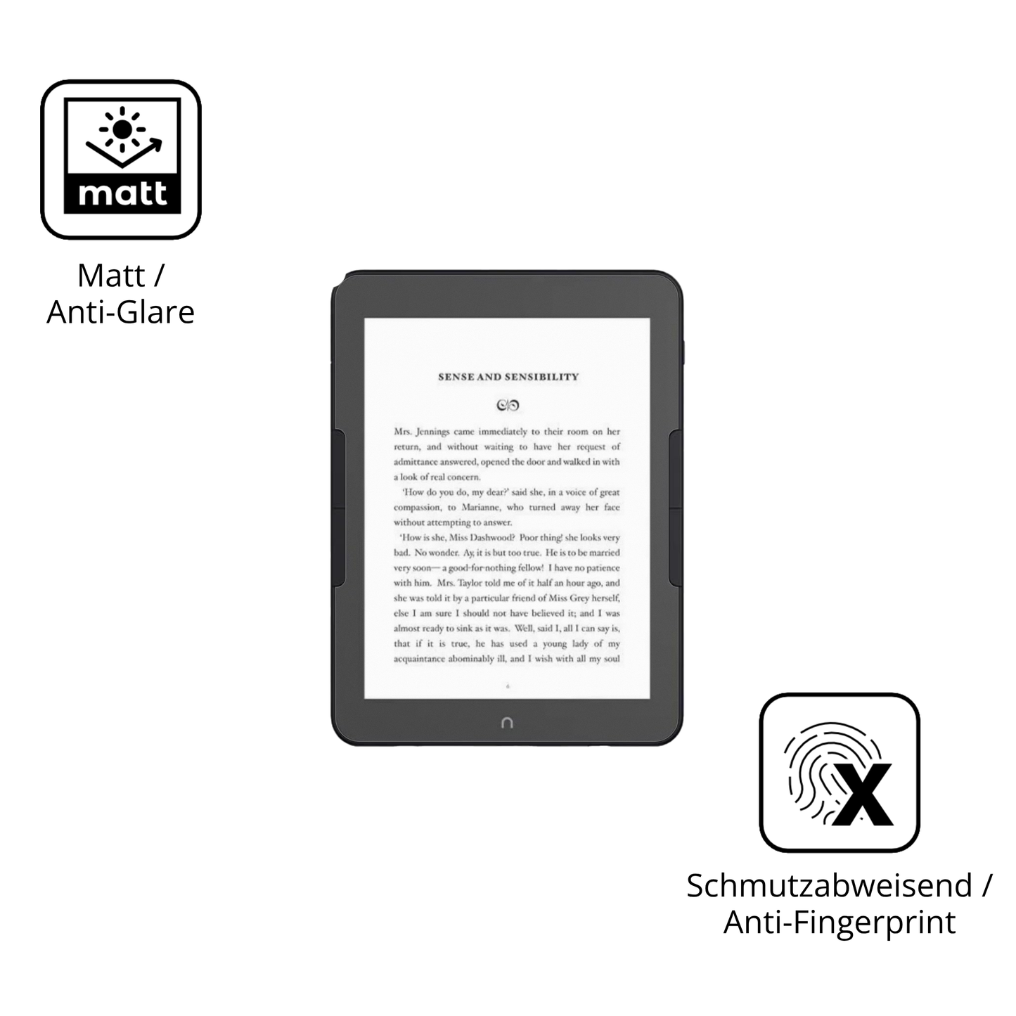 Dünne und entspiegelnde Folie passend zugeschnitten für Nook GlowLight 4