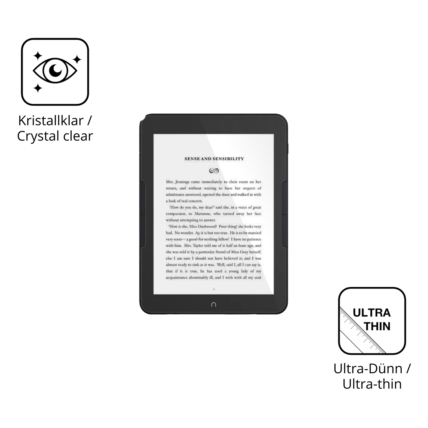 Dünne und klare Folie passend zugeschnitten für Nook GlowLight 4