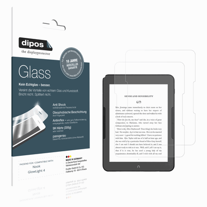 Matte Displayschutzfolie von dipos passend für Nook GlowLight 4, 9H kratzfest und blasenfrei montiert