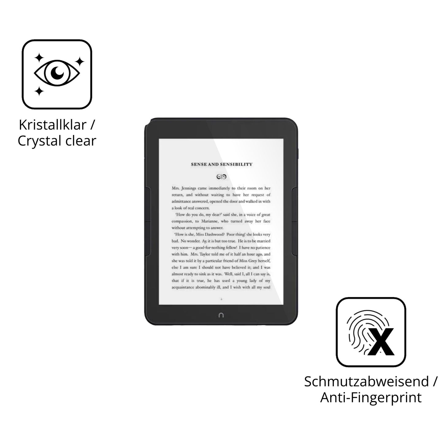 Flexible TPU-Folie passend zugeschnitten für Nook GlowLight 4, vollständige Abdeckung