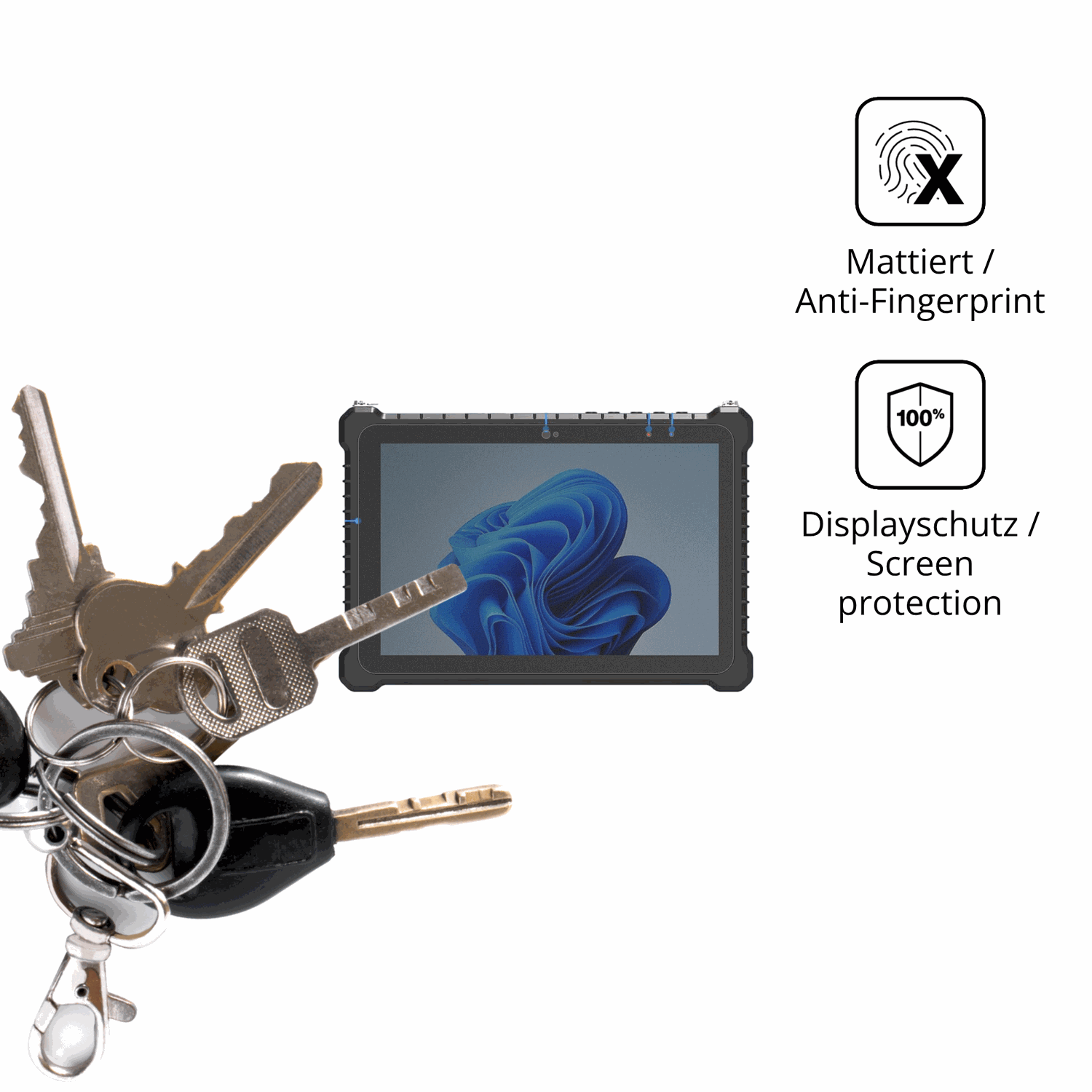 dipos Displayschutz für NORQIN 10.1 Rugged Tablet N5100, mattierte Oberfläche, Blickschutzfilter und perfekter Passform