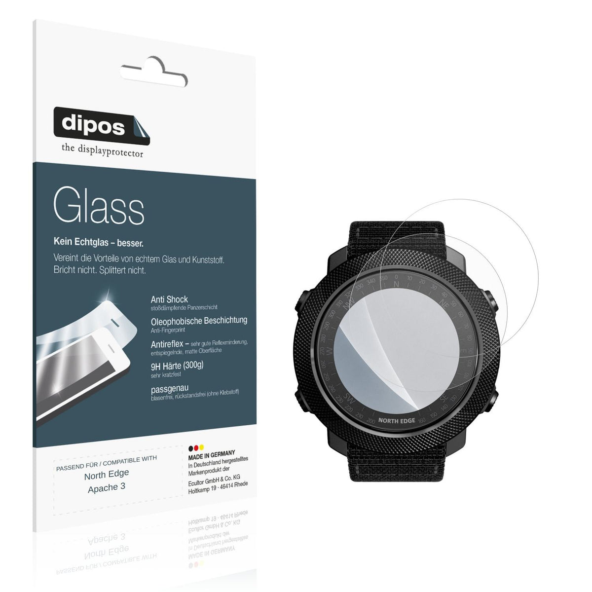 Matte Displayschutzfolie von dipos passend für North Edge Apache 3, 9H kratzfest und blasenfrei montiert