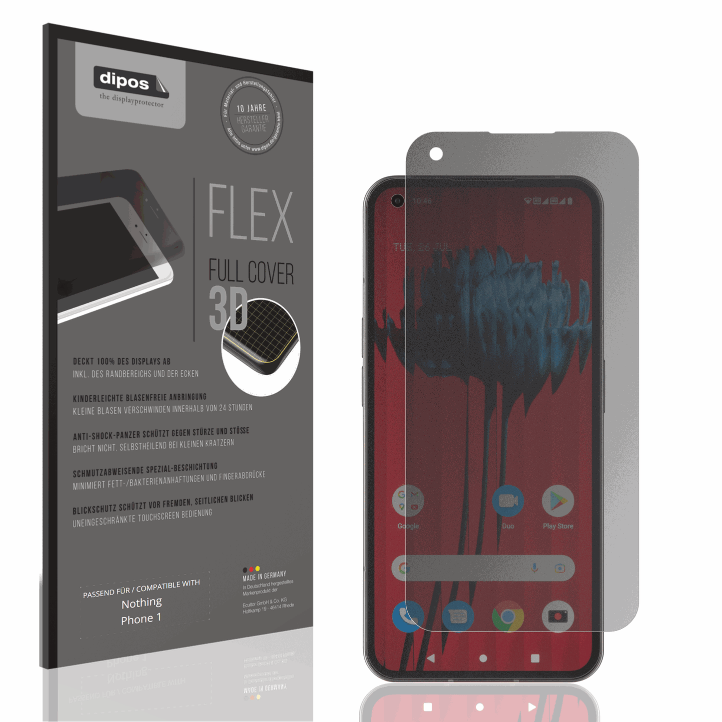 Blickschutzfolie von dipos passend für Nothing Phone 1, 100% Displayabdeckung und blasenfreie Montage