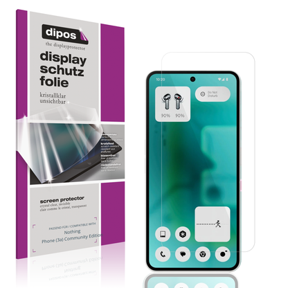 Klare Displayschutzfolie von dipos passend für Nothing Phone (3a) Community Edition, präziser Zuschnitt und blasenfrei montiert