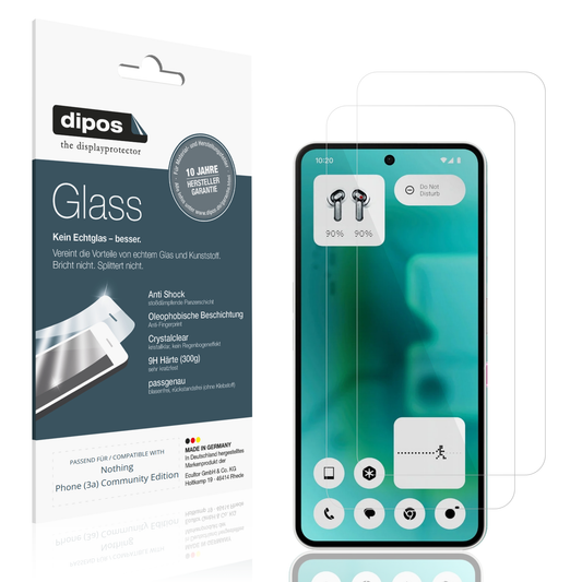 Klare Displayschutzfolie von dipos passend für Nothing Phone (3a) Community Edition, 9H kratzfest und blasenfrei montiert