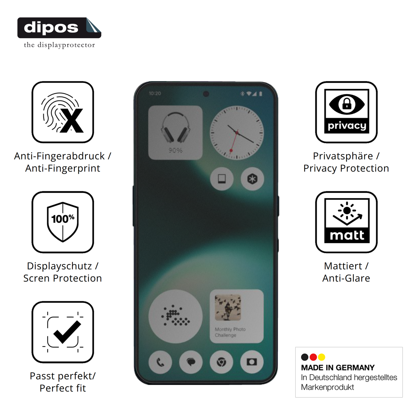 Blickschutzfolie für Nothing Phone 3a Lite matt Schutzfolie Privacy