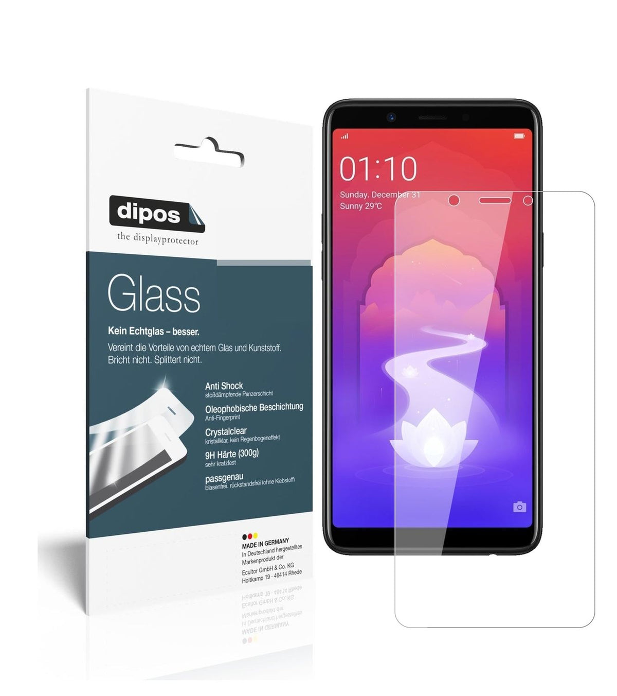1x 9H Screen Protector for Oppo Realme 1