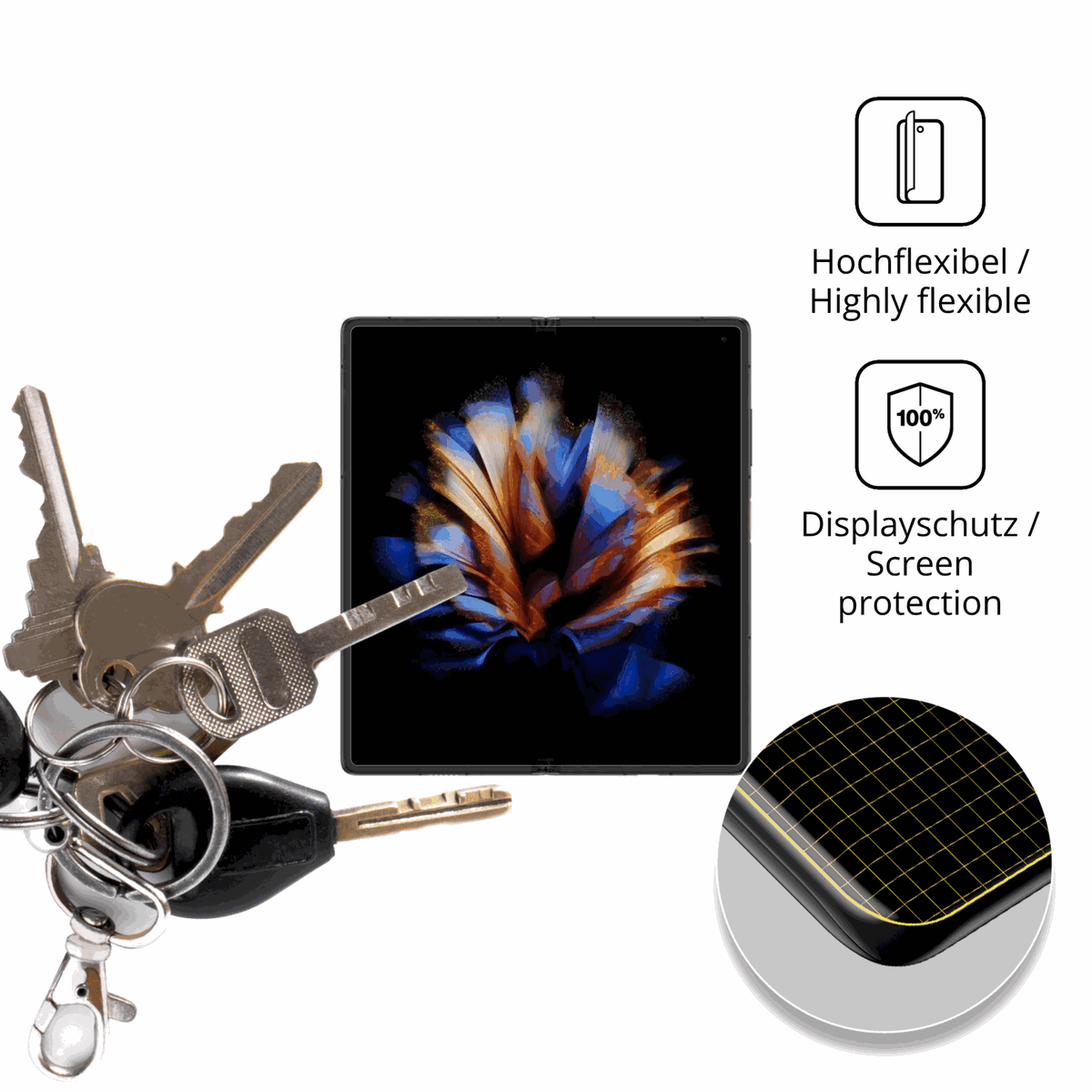 dipos Displayschutz für Nubia Fold Aussenseite, transparente Oberfläche, geringe Dicke und perfekte Passform