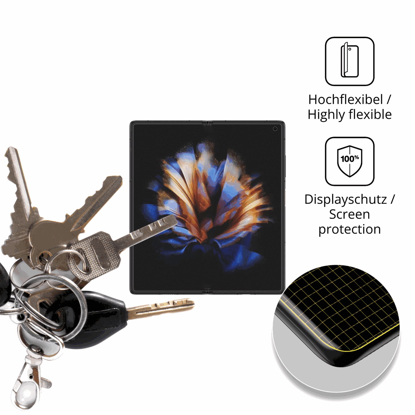 dipos Displayschutz für Nubia Fold Aussenseite, transparente Oberfläche, perfekte Passform auch für die Rundungen