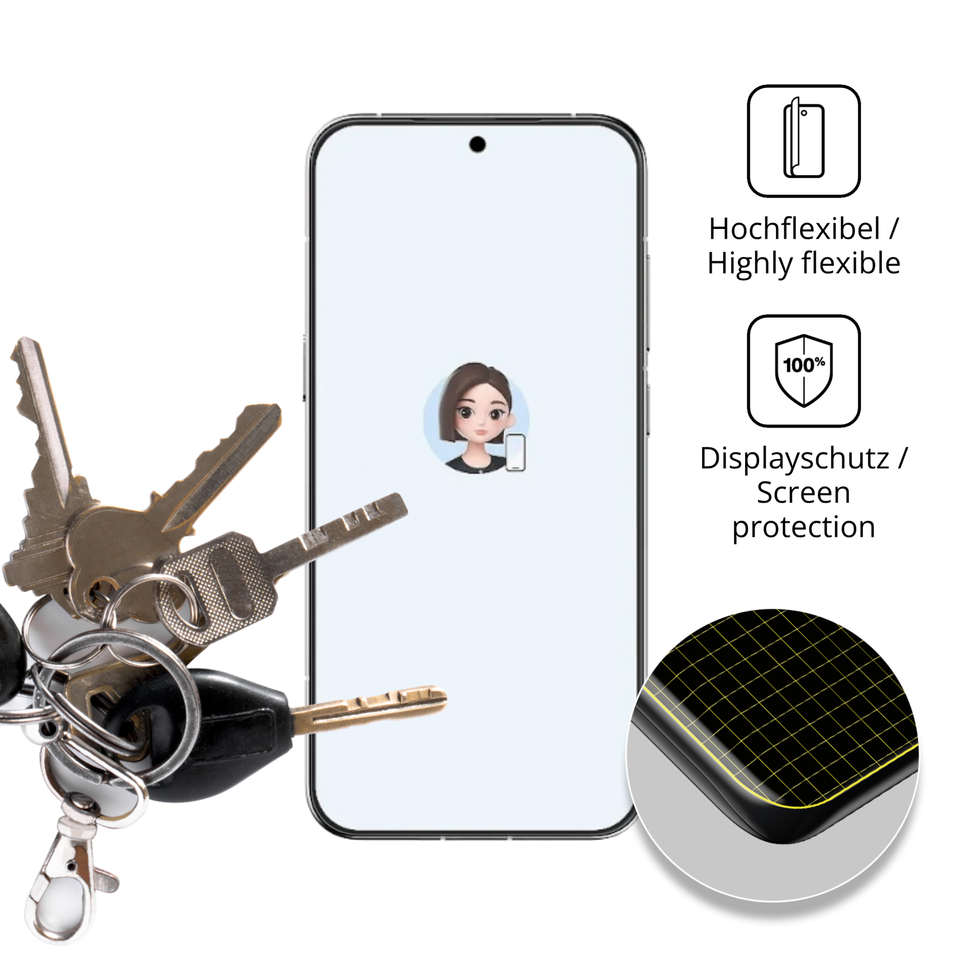 dipos Displayschutz für Nubia M153, transparente Oberfläche, perfekte Passform auch für die Rundungen