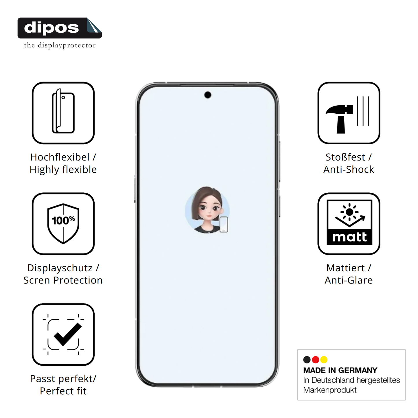 Displayschutz hergestellt in Deutschland, höchste Qualität made in Germany