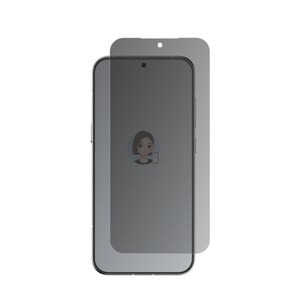 NubiaM153 mit aufgebrachter dipos Flex Schutzfolie, die seitliche Einblicke blockiert