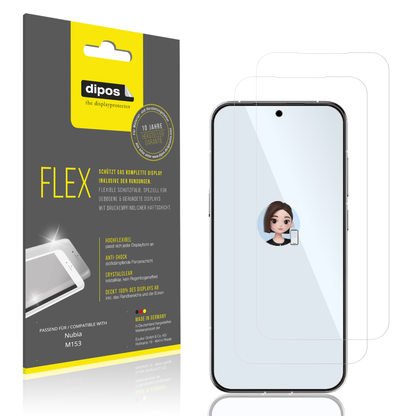Klare Displayschutzfolie von dipos passend für Nubia M153, 100% Displayabdeckung und blasenfreie Montage
