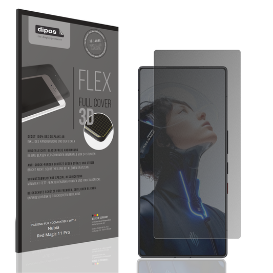 Blickschutzfolie von dipos passend für nubiared magic 11 pro, 100% Displayabdeckung und blasenfreie Montage