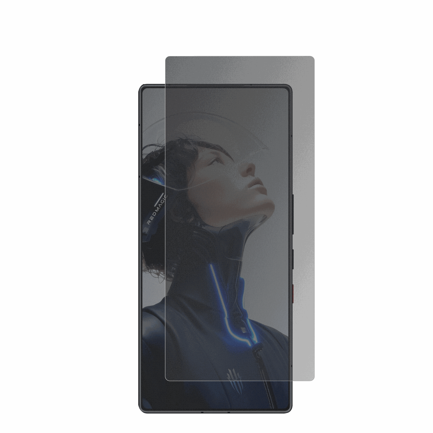 nubiared magic 11 pro mit aufgebrachter dipos Flex Schutzfolie, die seitliche Einblicke blockiert